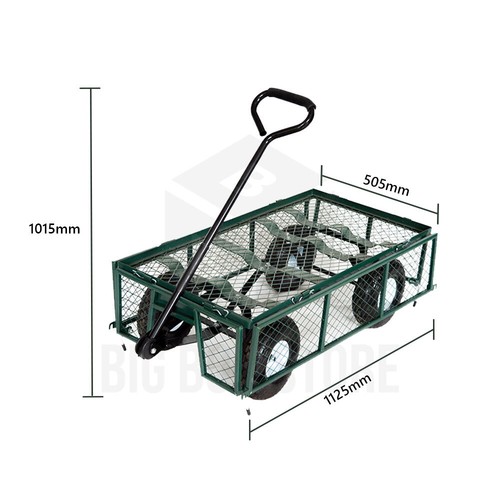 Hortikraft Heavy-Duty Garden Cart Utility Steel Mesh Wagon Outdoor Yard 300kg Ca - Picture 10 of 12
