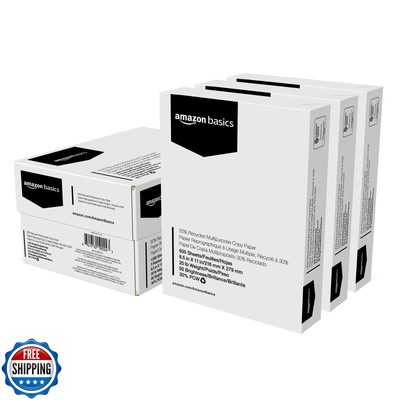 Amazon Basics 30% Recycled Multipurpose Copy Printer Paper, No Jams, 8.5-x-11