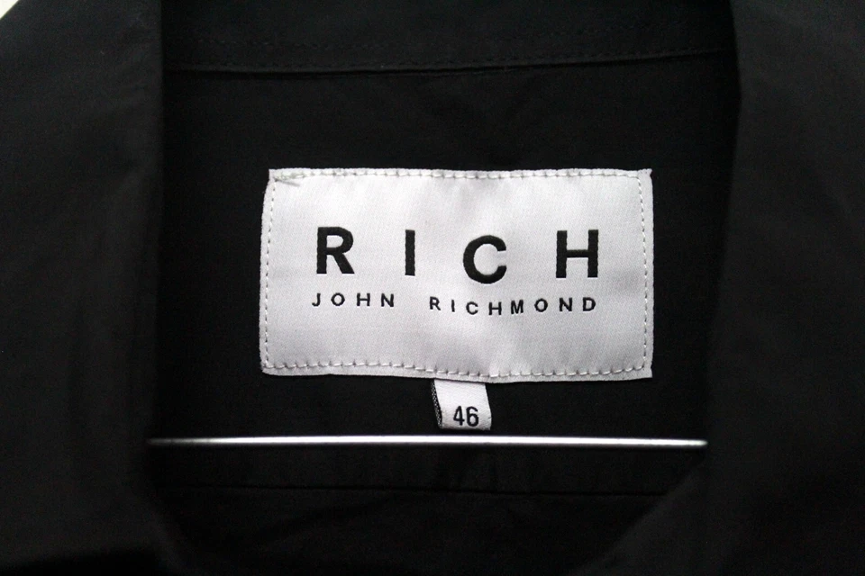 Richmond Camicia Uomo Taglia 46 Chemise Nera Shirt Manica Lunga In Cotone - Immagine 2 di 4