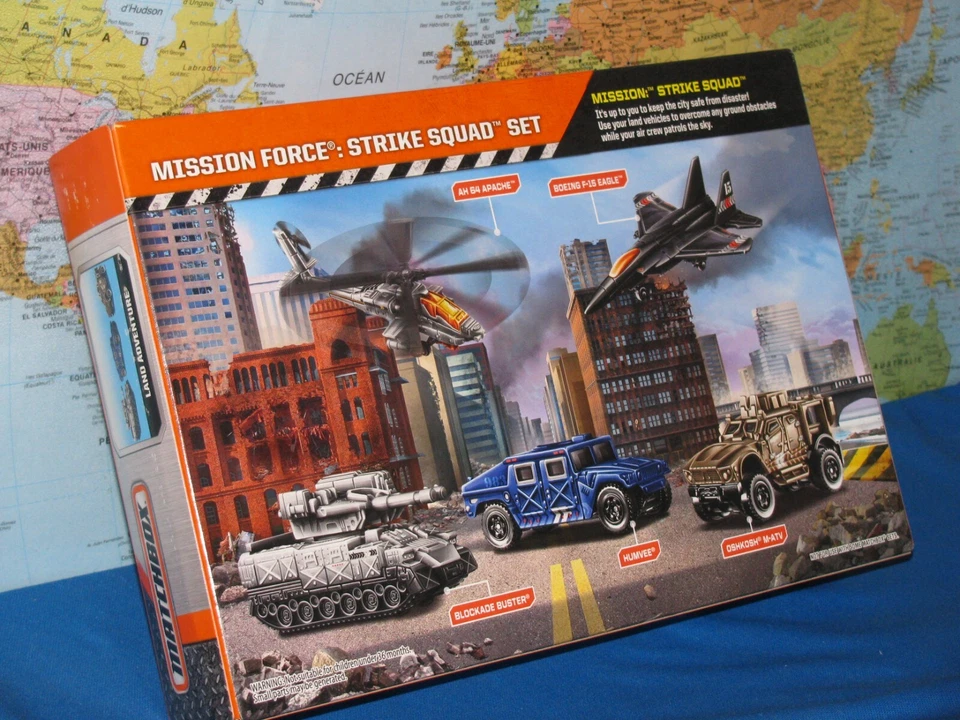 MATCHBOX MISSION FORCE STRIKE SQUAD BOEING F-15 EAGLE AH 64 APACHE HUMVEE 5PACK  - Image 3 of 4