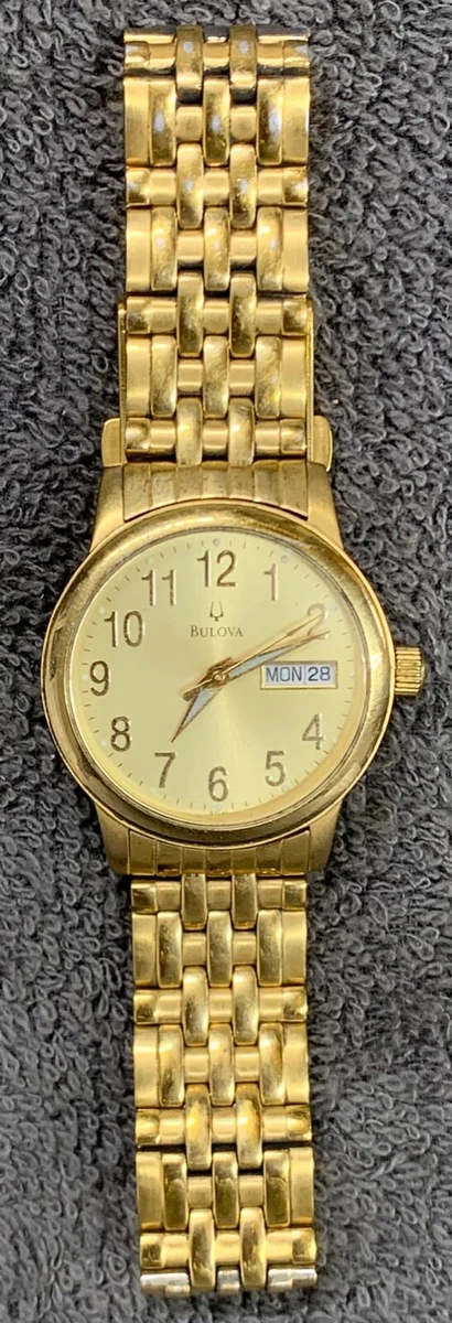 Bulova stainless steel gold watch sale