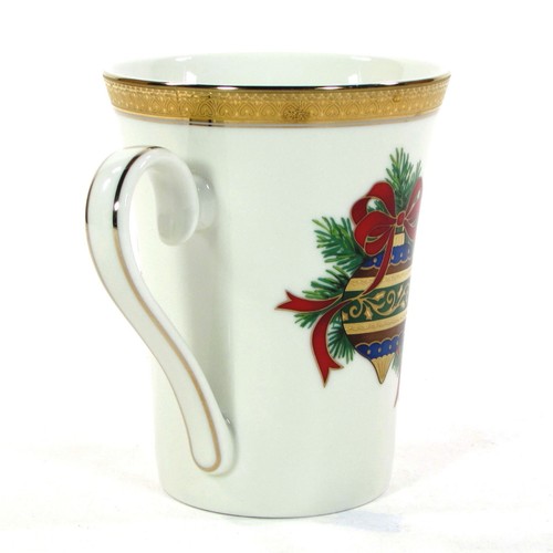 Mikasa PINE ORNAMENT - GOLD 10oz Mug Set 4Pc Christmas Green Blue Mint L3272 - Picture 7 of 12