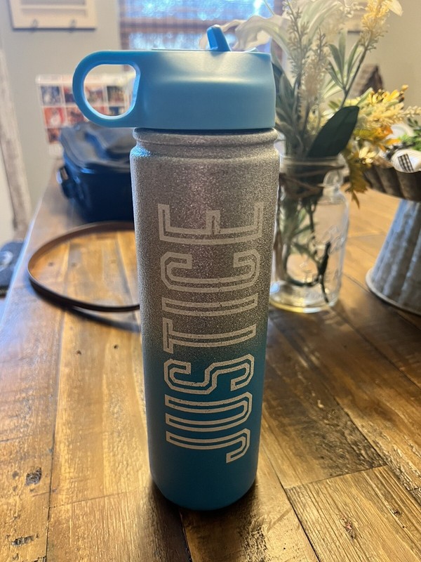 Justice Glitter Water Bottle For Girls 32 Fl Oz BPA Free Ombré Sparkle Blue