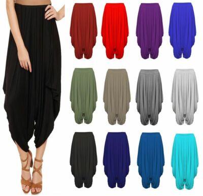 #ad New Ladies Plain Harem Baggy Ali Baba Lagenlook Pants Trousers Hareem Leggings GBP 11.09