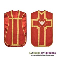 Juego de 5 piezas de vestimenta Red Holy Spirit Roman Chasulla Fiddleback, Casulla
