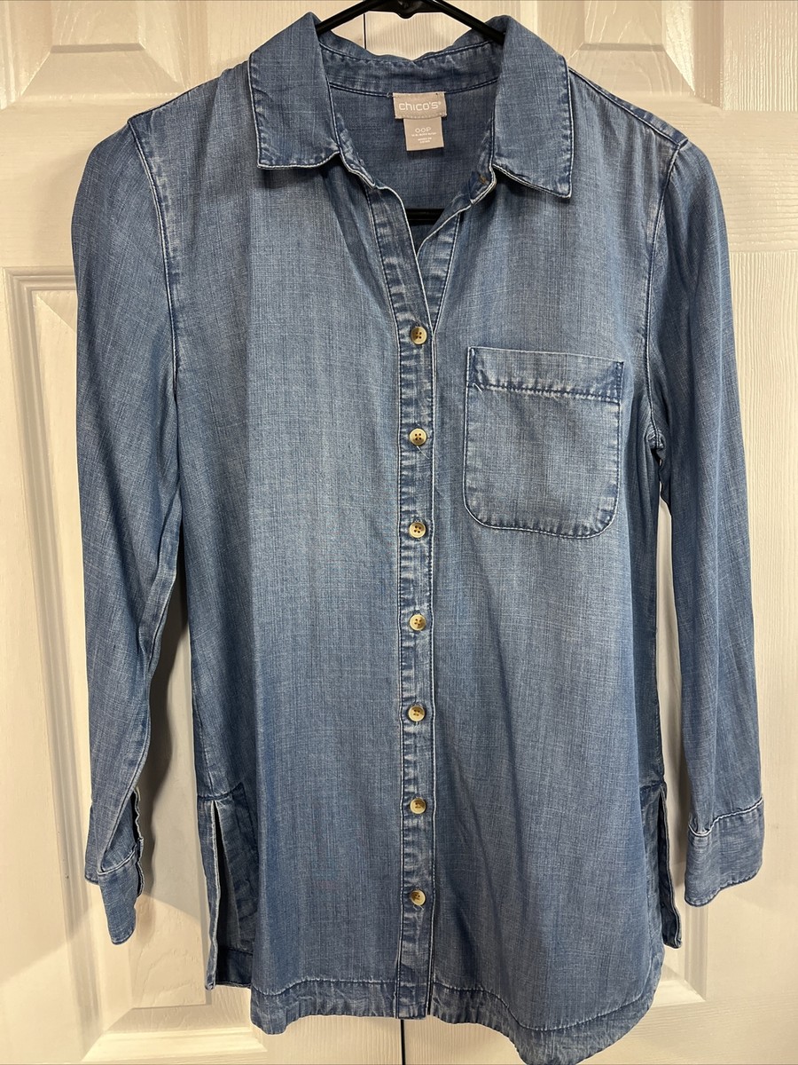 chicos long denim shirt