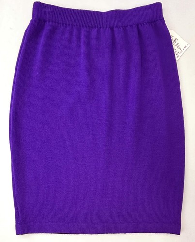 NWT ST. JOHN Collection Santana Knit Basic Straight Skirt 2 Purple Knee Length - Picture 2 of 12