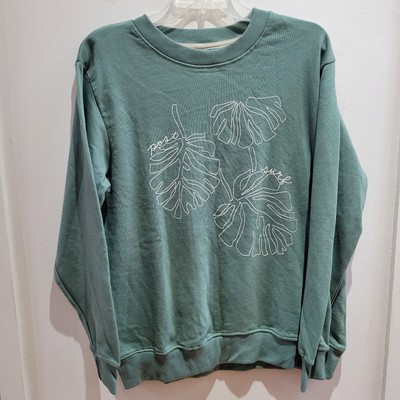 Post Surf Sweatshirt Isla Green Beachly Monstera Boho Crewneck Small New