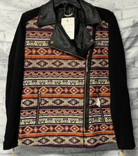 Paparazzi By Biz Womens Xl Motorcycle Moto Jacket Aztec Design Lined Nwt