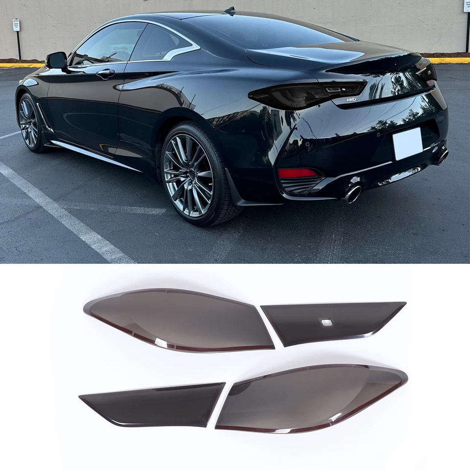 Cubierta de luz trasera ahumada lámpara trasera apagón acabado len se adapta a Infiniti Q60 2016+ Foto 4 de 4
