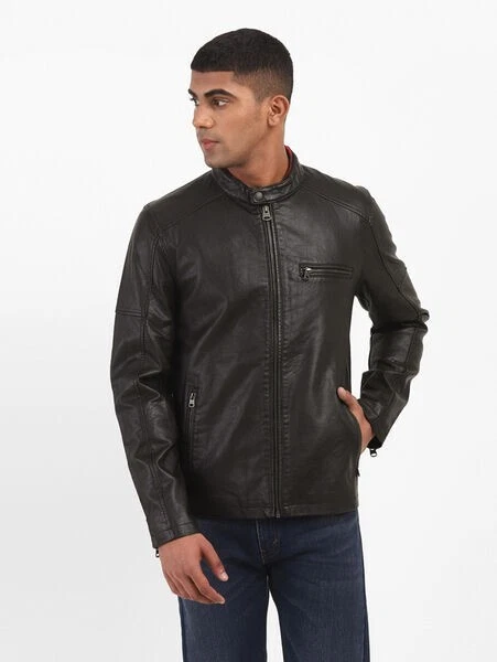 LEVIS Mens Leather Jacket LEVI Outwear Faux Coat Biker Casual Summer 2XL RRP 220