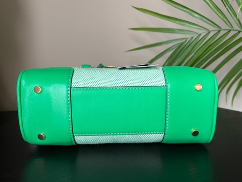 Lauren Ralph Lauren Women Natural Green Canvas/Leather Small Emerie Satchel NWT - Picture 7 of 9