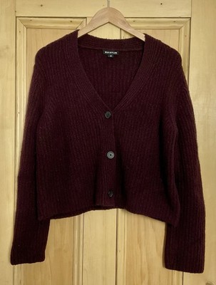 WHISTLES rotbraune weiche Rippstrick Oversize Strickjacke - Etikett Gr. S