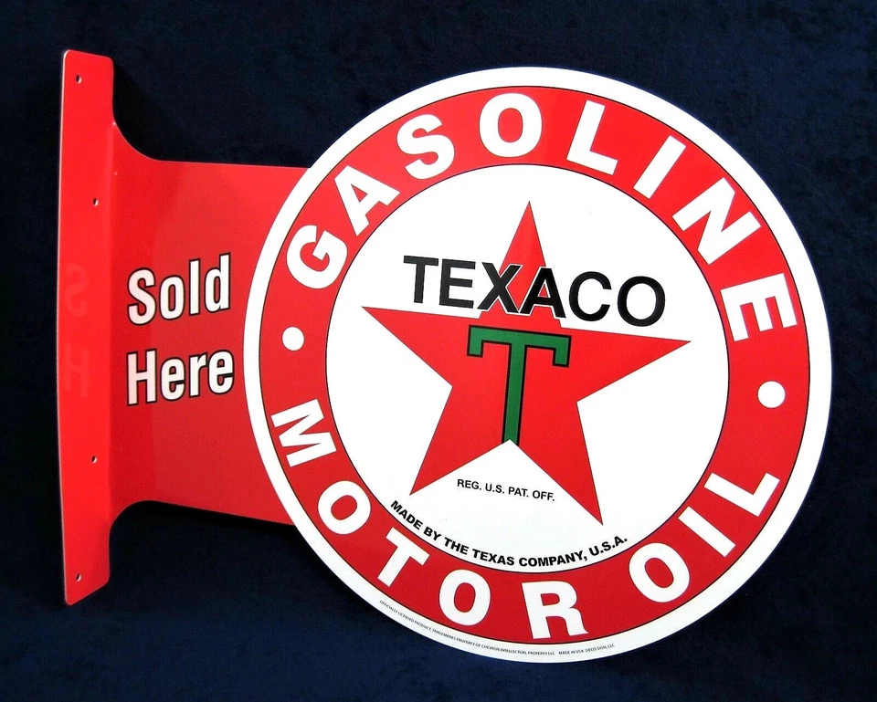 Texaco Gasoline Oil Large Flange Vintage Style Metal Sign | Free Shipping - Image 3 of 4