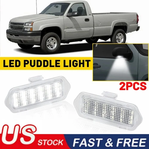 Pair LED Side Mirror Puddle Lights For 2003-2006 Escalade Silverado Sierra USA