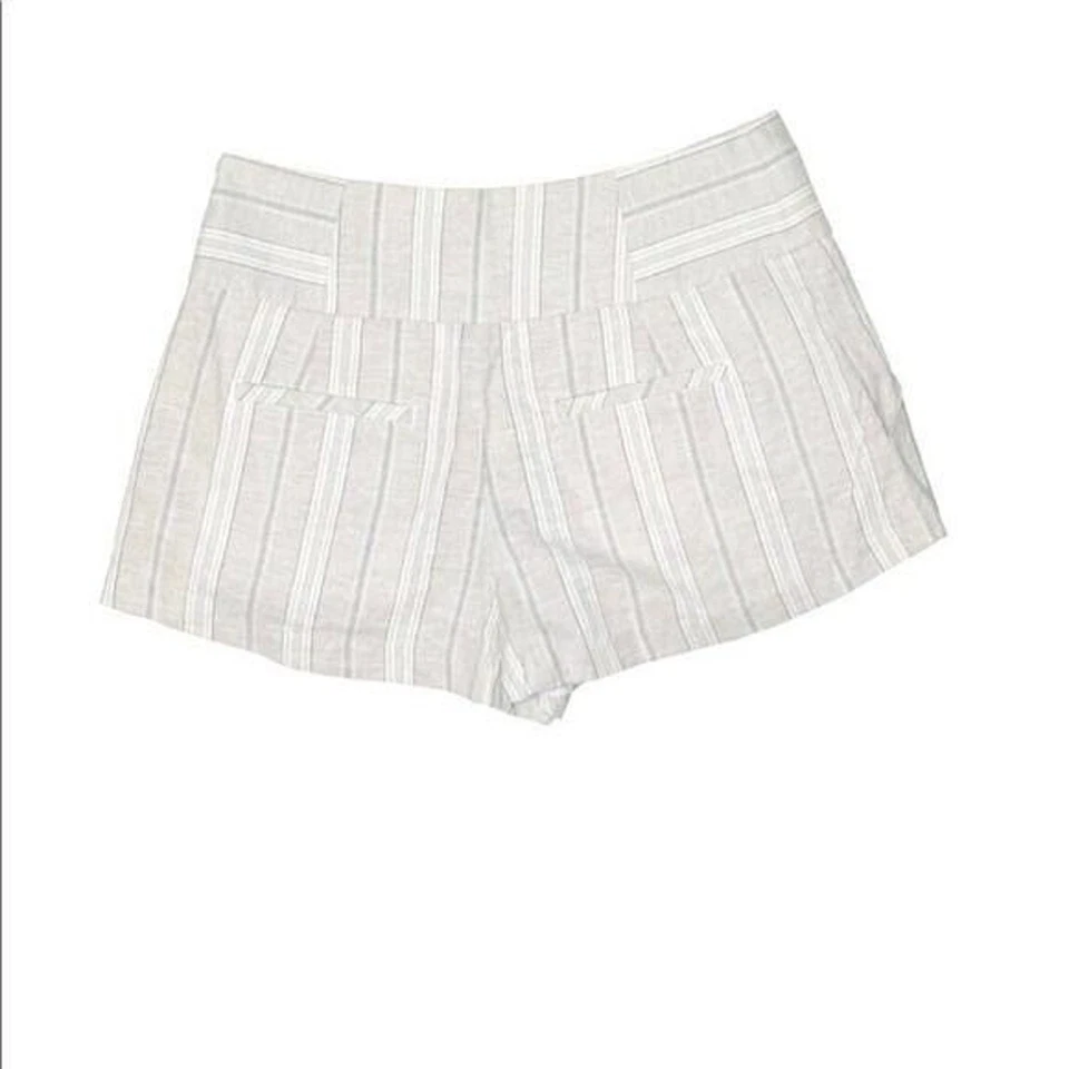 Pantalones Cortos Free People Gris Rayas Lino Talla Pequeña Foto 2 de 4