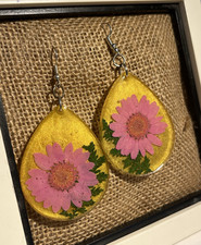 Yellow Teardrop Resin Dangle/Drop Hook Earrin...