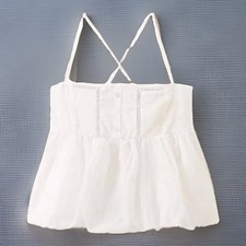 Zara lace-trim cami w/delicate straps and intricate embroidery, Ivory SZ Med