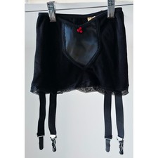 VINTAGE NEW 1950's Women's Black Girdle Garter Belt w/Red Heart Size S 24 