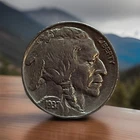 1937-P Buffalo Nickel - AU, XF - Full horn - GREAT DETAIL! FREE SHIPPING!