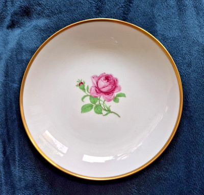 Original FÜRSTENBERG Teller   Dekor  Rote Rose    Goldrand   18,5 cm   TOP