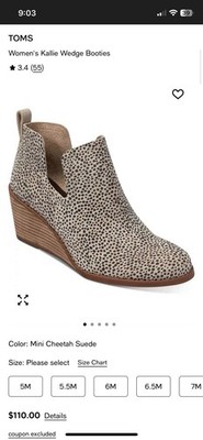 Size 7.5 TOMS Women's Kallie Wedge Booties