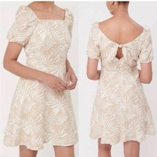 LOFT Palm Tie Back Flare Dress Size 4
