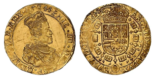 SPANISH NETHERLANDS. Tournai. Philip I 1644 AV 2 Souverain d'Or. NGC MS63 KM 55