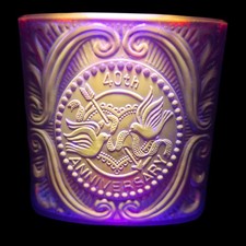 Vtg LE Smith Amberina Glass 40th Anniversary Candleholder Vase MCM UV Glows SEE