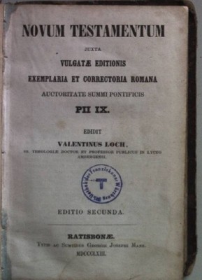 Novum Testamentum. Juxta Vulgatae Editionis Exemplaria et Correctoria Romana. Au