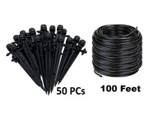 50 PCS Irrigation Drippers Stake Emitter and 100 feet 1/4 inch Tube Hose