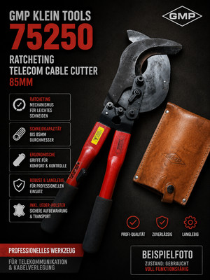 GMP Klein Tools 75250 Ratcheting Telecom Cable Cutter 85mm Leder-Holster
