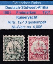 Deutsch-S&uuml;dwest-Afrika 1901 MiNr: 12-13 gestempelte Einzelmarken aus Satz