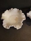 Fenton Vintage Ruffled Hobnail White Milk Glass Candy Trinket Jewelry Set Of 2 — photo 3