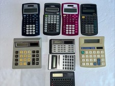 Lot of 9 Solar Calculators TI-30XIIS TI-30Xa Technico Radio Shack EC-328 Sharp