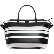 Kate Spade New York Striped Baby Bag Diaper Tote Black Pink White with Pad