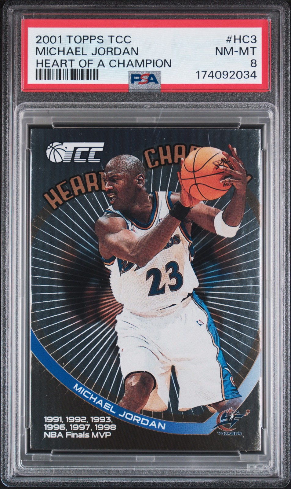 2001 TOPPS CHAMPIONS & CONTENDERS HEART OF A CHAMPION #HC3 MICHAEL JORDAN PSA 8