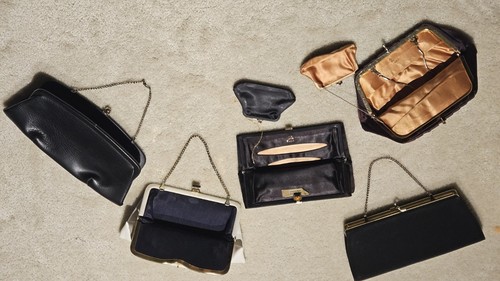 Vintage Clutch Handbag Koret Bergdorf HL USA Leather Satin Framed Purse Lot Of 5 - Picture 17 of 23