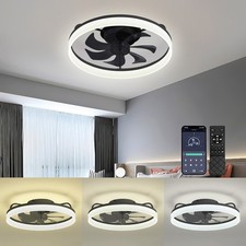 Flush Mount LED Ceiling Fans with Lights Remote APP Cortorl Ceiling Fan Light