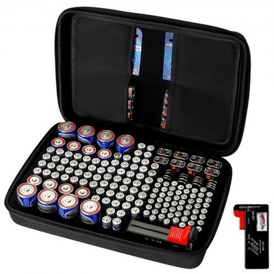 Battery Organizer Storage Box, Battery Case Bag with Tester BT-168, Waterproof B