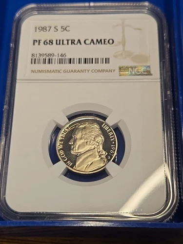1987 S NGC PF69 ULTRA CAMEO PROOF JEFFERSON NICKEL 5C