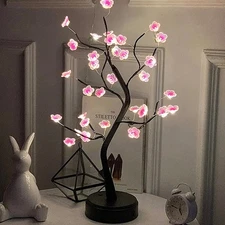 SALE! Tabletop Cherry Blossom Tree LED Night Light Touch Sensor USB Battery Lamp