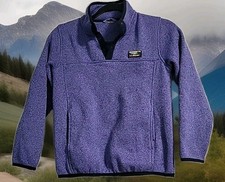 LL Bean Girls Sweater Fleece Pullover Quarter-Snap Purple