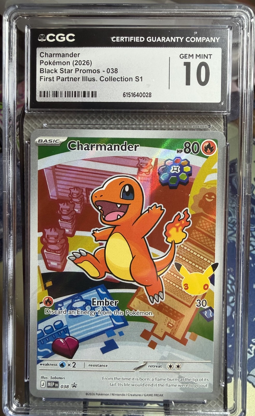 Charmander First Partner 038 ME: Mega Evolution Promo Holo CGC 10 GEM Pokemon