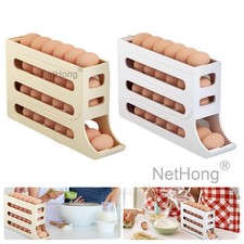 4 Tier Egg Dispenser Rolldown Refrigerator Auto Rolling Egg Holder Storage Rack