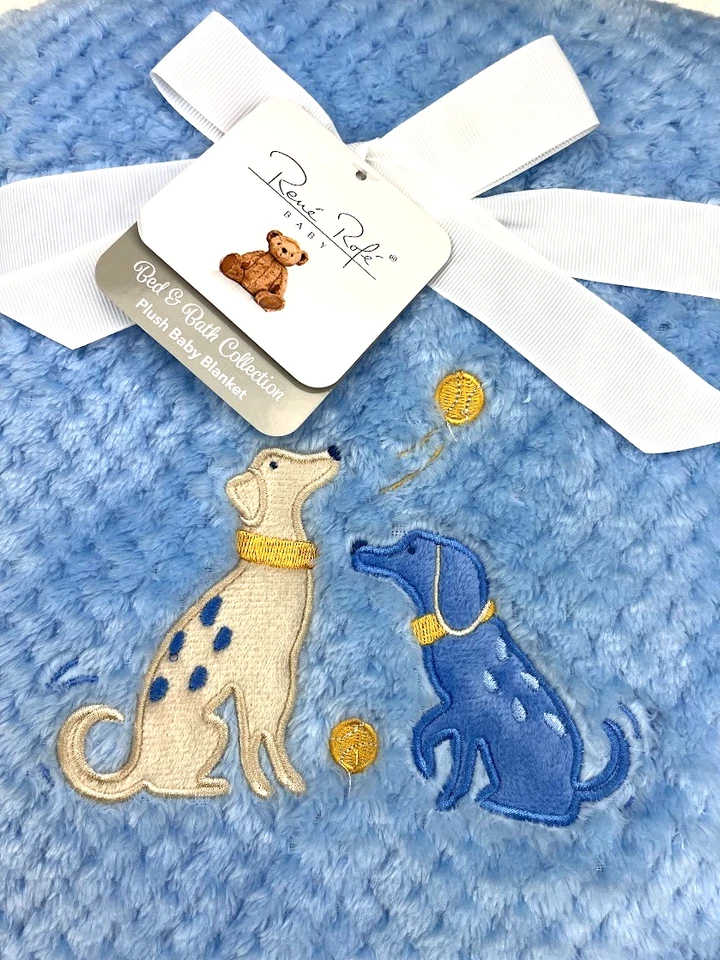 Manta Rene Rofe Azul Perro Pelota Cachorro Bebé Texturizada Niño Bon Bebe Nueva con Etiquetas Foto 2 de 3