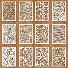 12 PCS Texture Stencils for Crafts Reusable, Art Stencils for Painting on Wood T