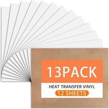 Heat Transfer Vinyl 13 Sheets, 12X10 White HTV, For T Shirt Design