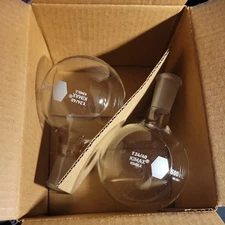2 KIMAX 500 ml 25285-500 Borosilicate Glass Round Bottom Boiling Flasks 24/40