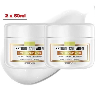 2 Stück Retinol Kollagen Face Lift Creme Feuchtigkeitscreme Anti Aging Straffende Falten Rem